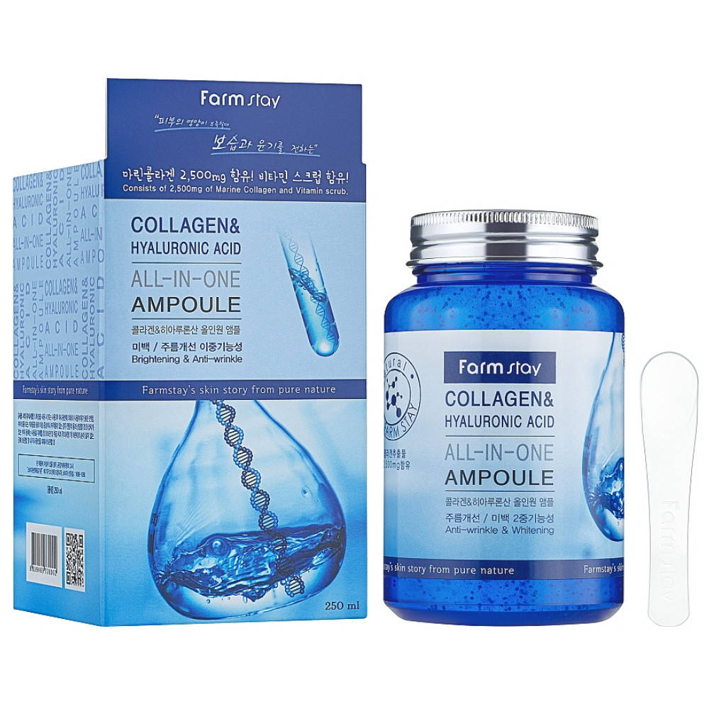 Многофункциональная ампульная сыворотка для лица FarmStay Collagen & Hyaluronic Acid All-in-one Ampoule 250 мл
Многофункциональная ампульная сыворотка для лица FarmStay Collagen & Hyaluronic Acid All-in-one Ampoule 250 мл