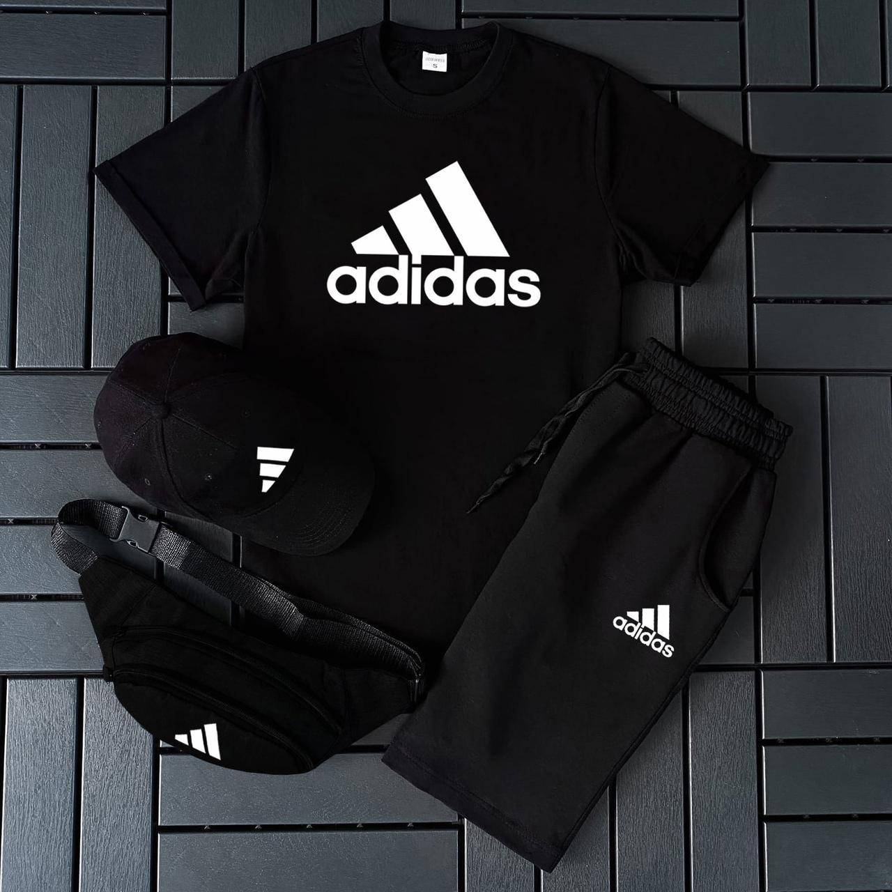 Мужской летний комплект футболка и шорты + бананка + кепка мужской Adidas | летний костюм Адидас черный M
Мужской летний комплект футболка и шорты + бананка + кепка мужской Adidas | летний костюм Адидас черный M