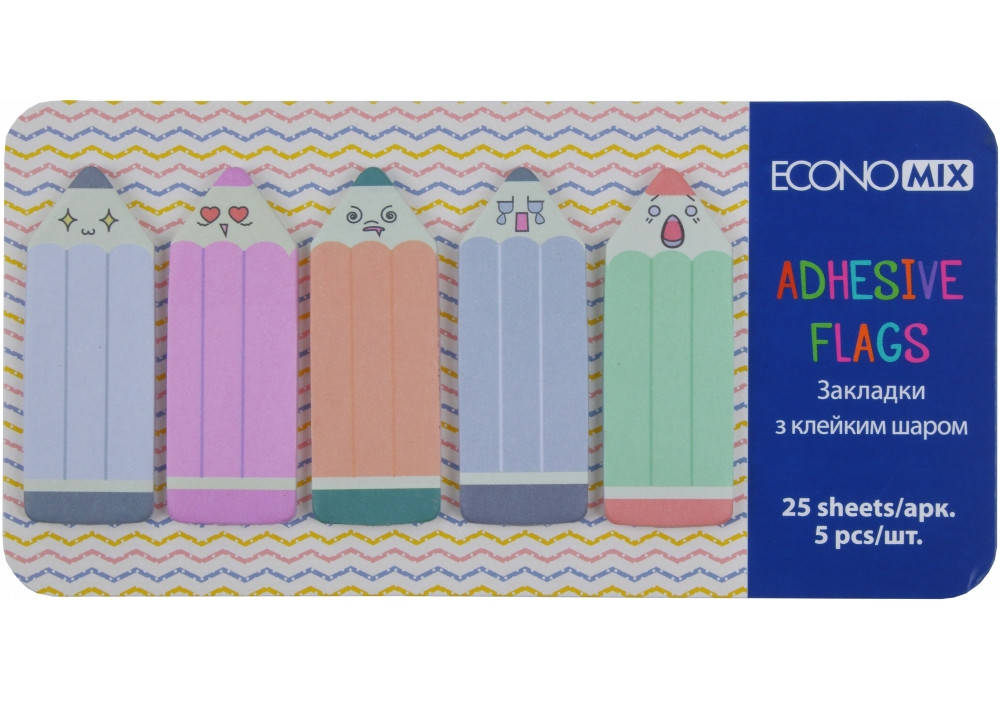 Закладки с клейким слоем 18х50 мм Economix Fun Pencils, 125 шт., бумажные, 5 цветов ассорти
Закладки с клейким слоем 18х50 мм Economix Fun Pencils, 125 шт., бумажные, 5 цветов ассорти
