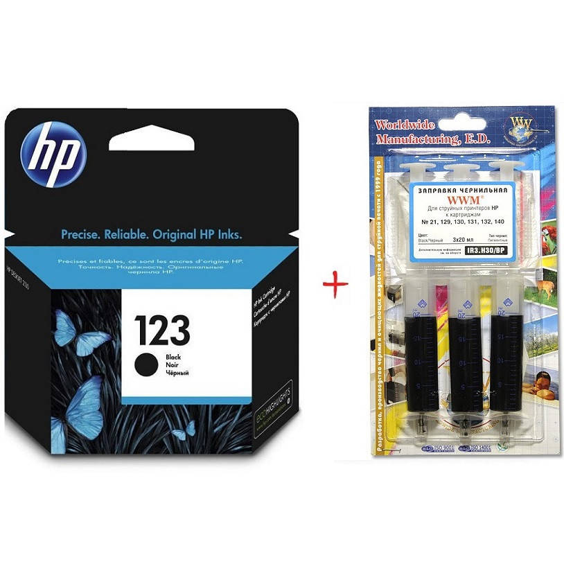 Картридж HP для Deskjet 2130 HP №123 Black + Заправочный набор Black (Set123B-inkHP)
Картридж HP для Deskjet 2130 HP №123 Black + Заправочный набор Black (Set123B-inkHP)