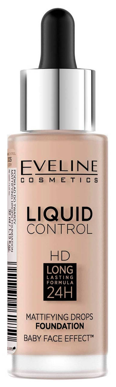 Тональная основа жидкая Eveline Cosmetics Liquid Control HD Mattifying Drops Foundation005 Ivory 32мл
Тональная основа жидкая Eveline Cosmetics Liquid Control HD Mattifying Drops Foundation005 Ivory 32мл