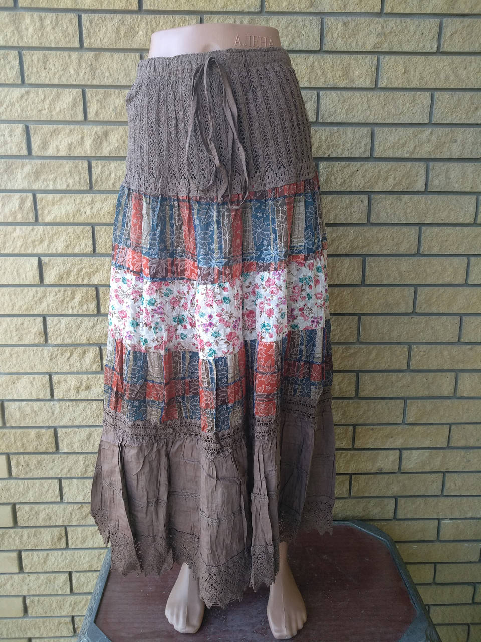 

Юбка-сарафан летняя длинная, в пол, большого размера коттоновая CHALIE, Коричневый