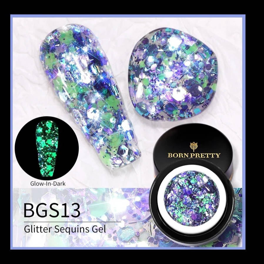 

Глиттер гель, светящийся "Born Pretty" 5г, BGS13