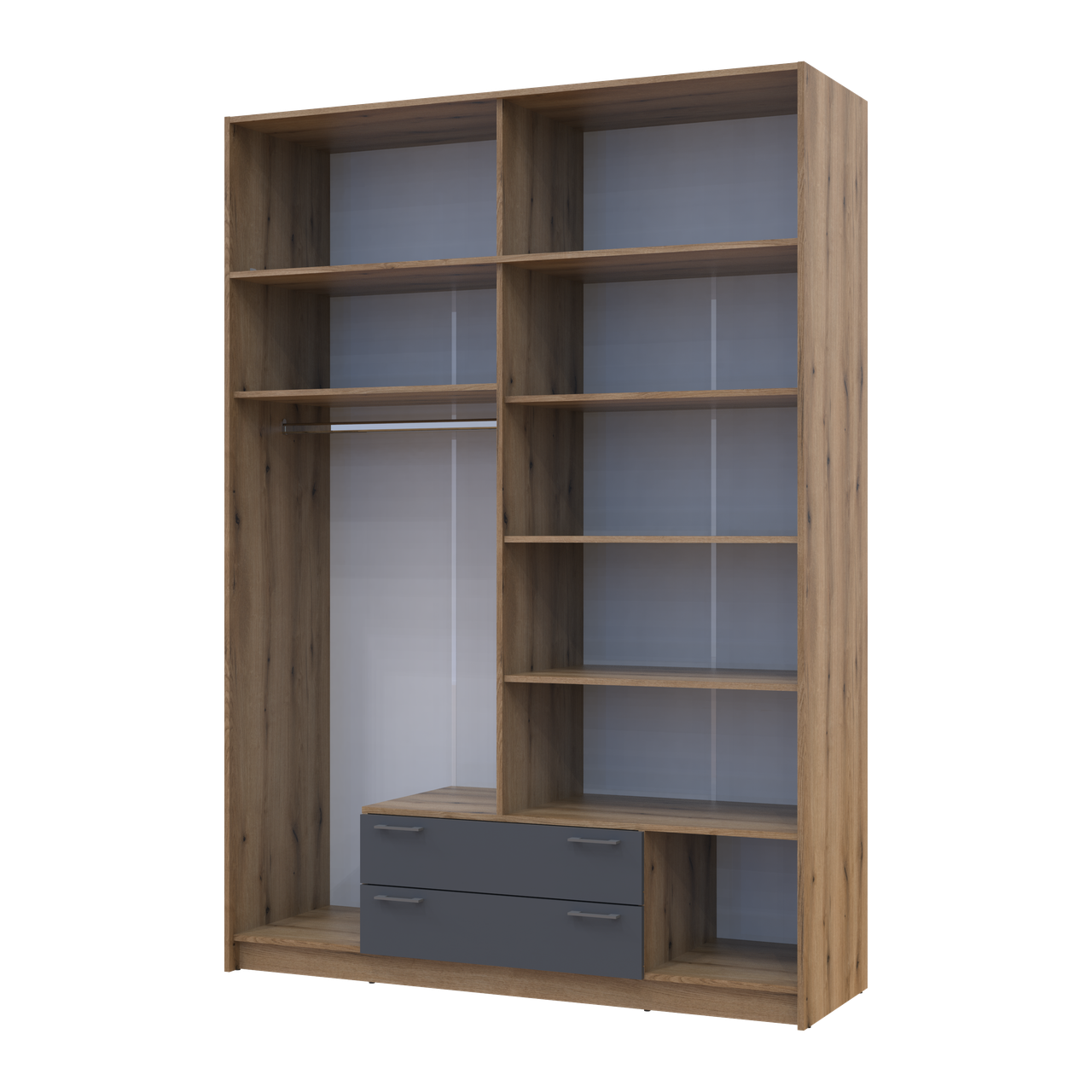 Розпашна Шафа для одягу Doros Ронді з антресолею та дзеркалом Дуб Артізан/Графіт 4ДСП 160х52х236 (80737830) 3