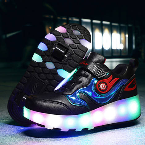 

Светящиеся кроссовки на роликах в стиле Heelys, детские и подростковые, черные (339)