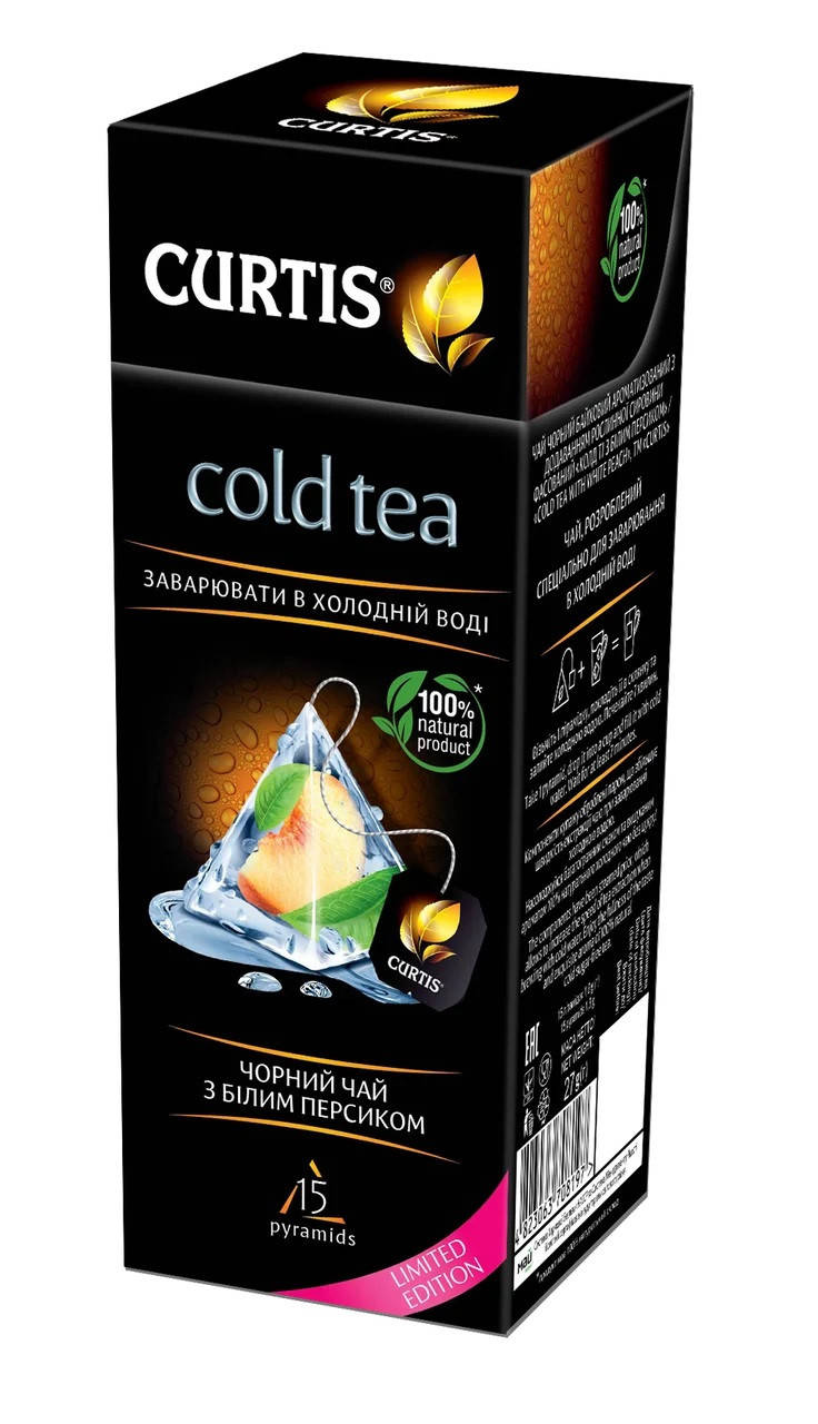 

Черный чай с персиком Curtis Cold Tea для заваривания в холодной воде 15 пирамидок