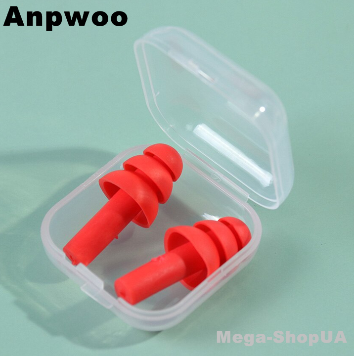 

Многоразовые силиконовые беруши + контейнер от шума и воды Silicone W23R. Беруши противошумные. Беруши для сна