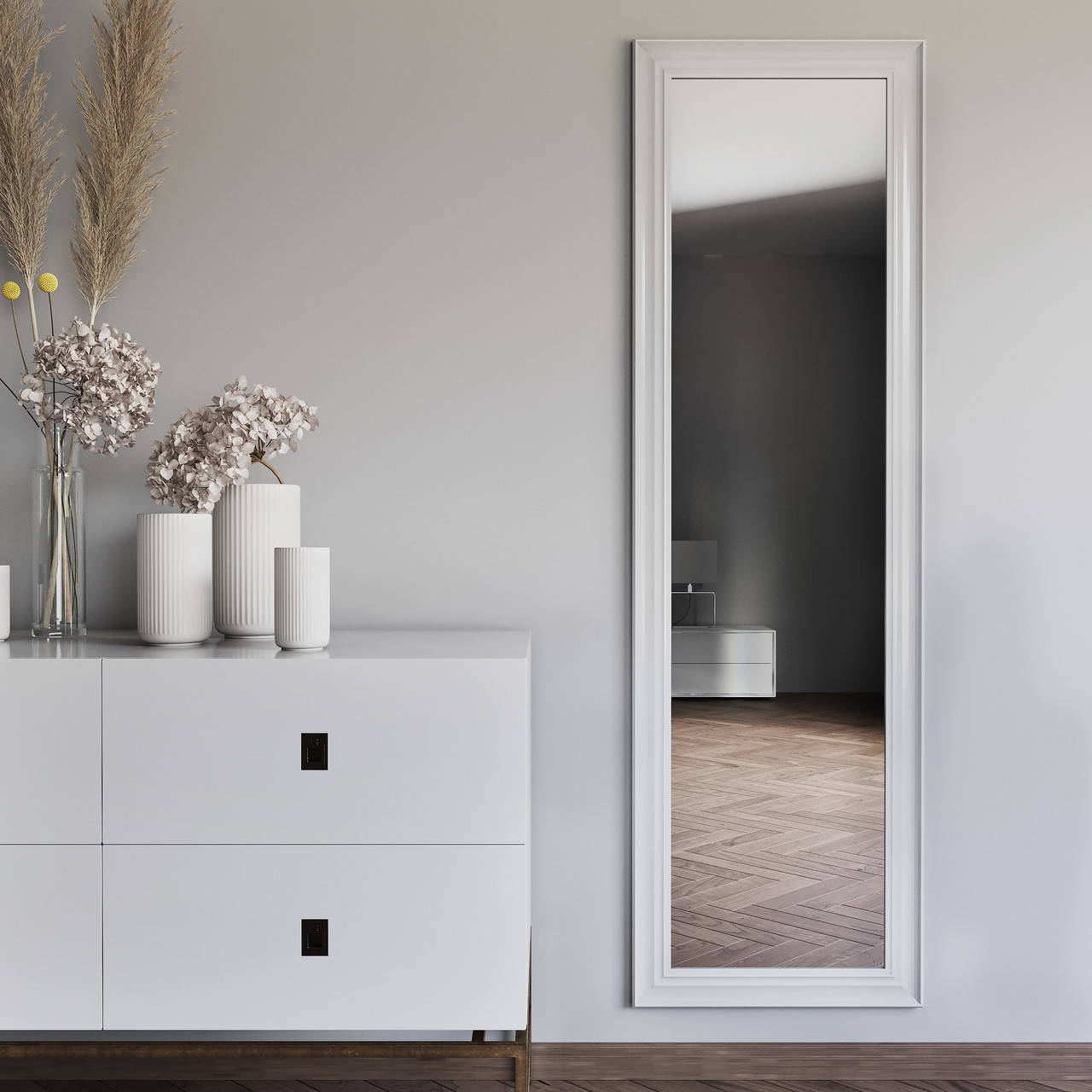 

Белое зеркало в полный рост на стену 172х52 Black Mirror в прихожую спальню ванную коридор гардероб магазин, Белый