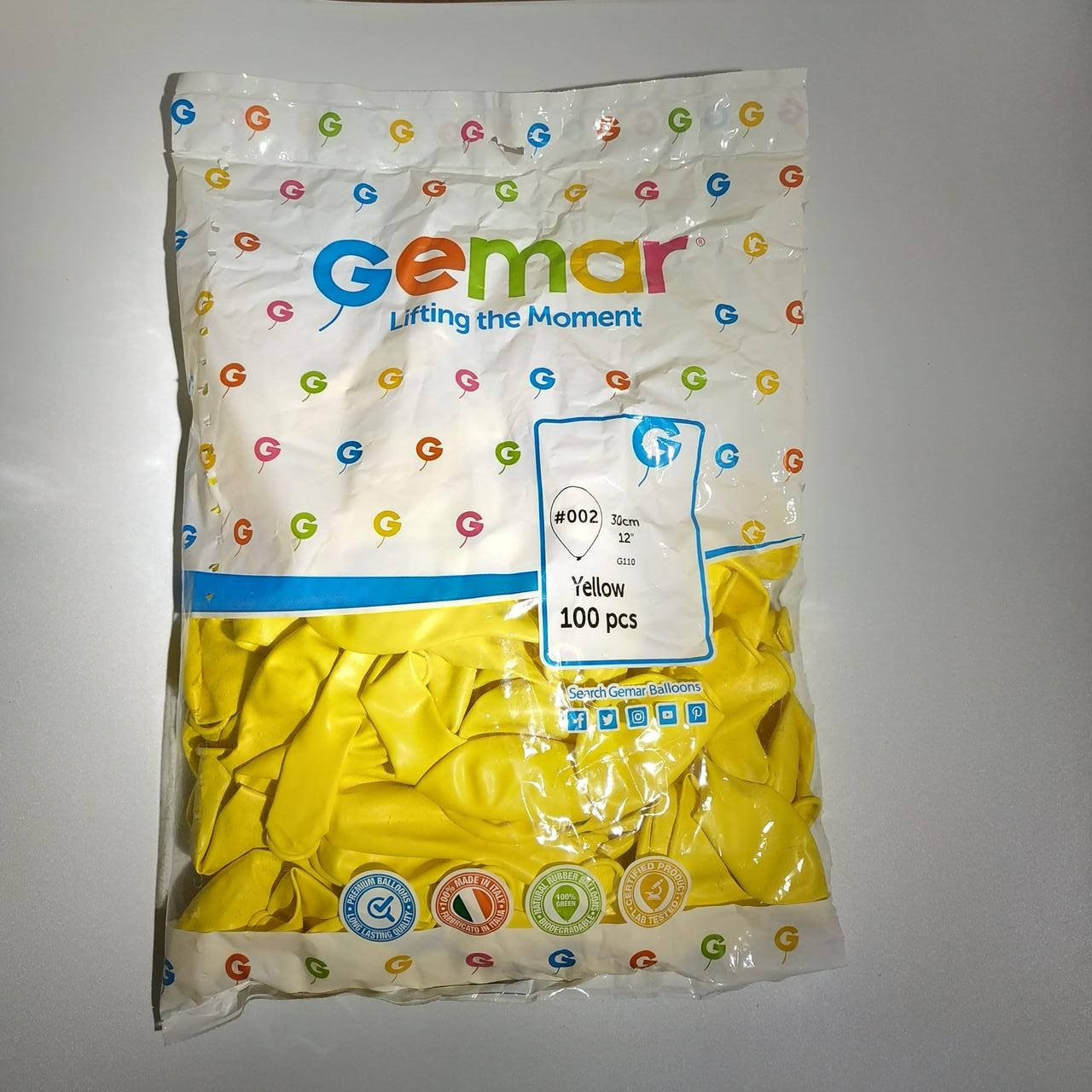 

Воздушные шары Gemar пастель 12"(30 см) желтый 100 шт