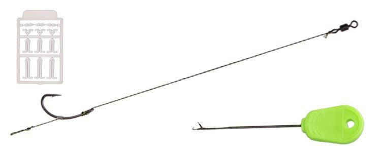 

Комплект карпових повідків Fishing ROI з голкою та стопорами hook 8340 25lb №4