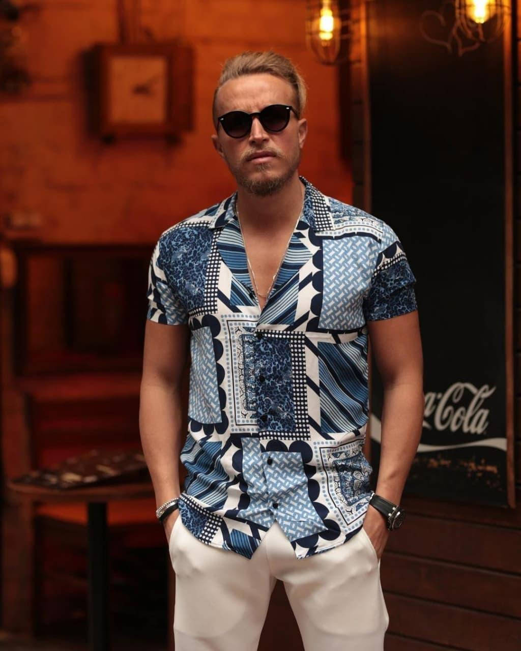 

Мужская стильная летняя рубашка casual (разноцветная) L, Разные цвета