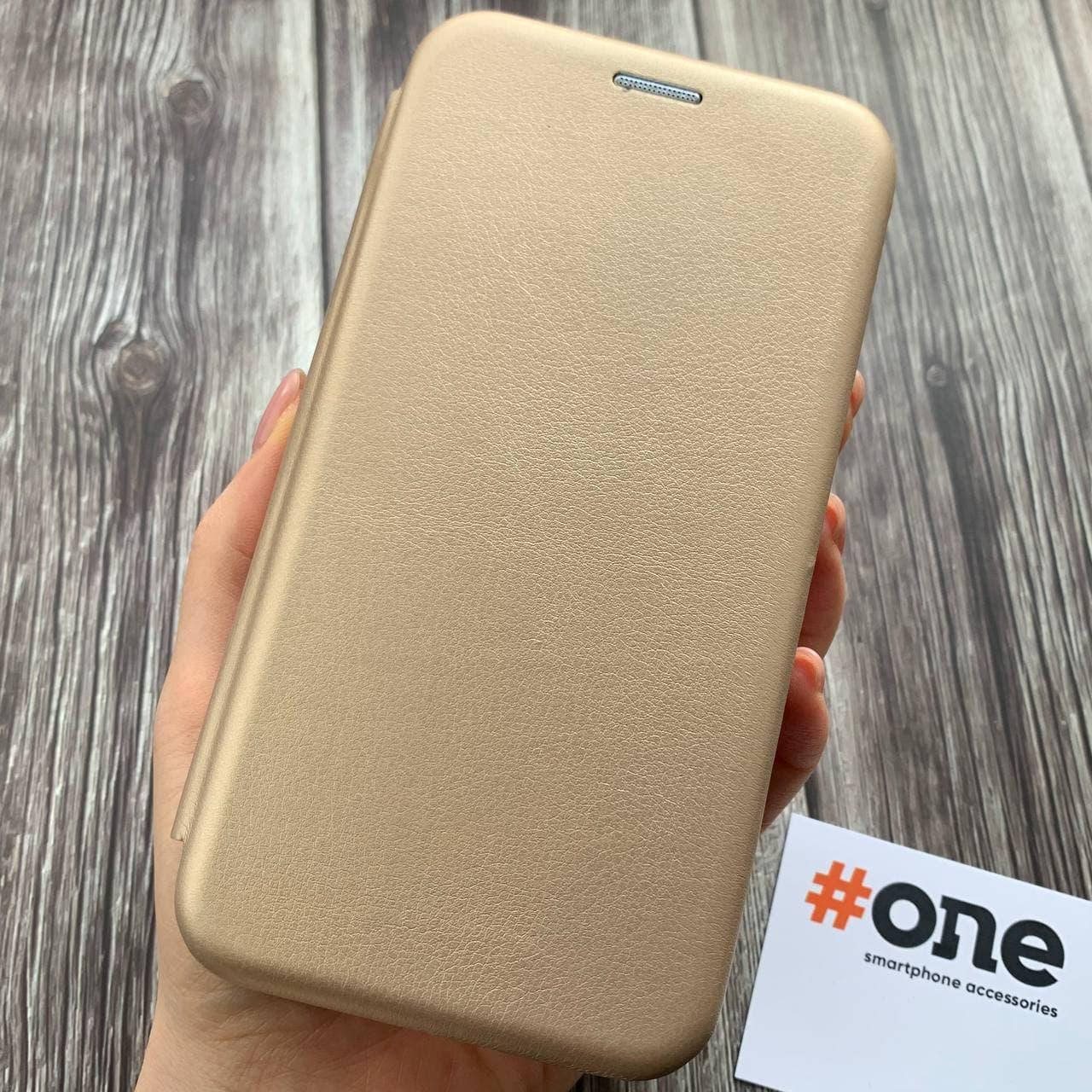 

Чехол книга для Meizu M8 Note с эко кожи с подставкой магнитом книжка на телефон мейзу м8 нот золотая STN