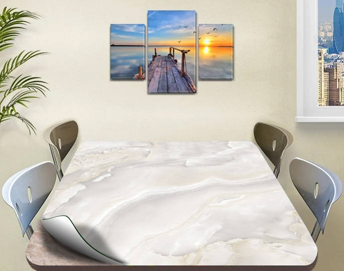 

Покрытие для стола, мягкое стекло с фотопринтом, Мрамор 60 х 100 см (0,8 мм), Бежевый