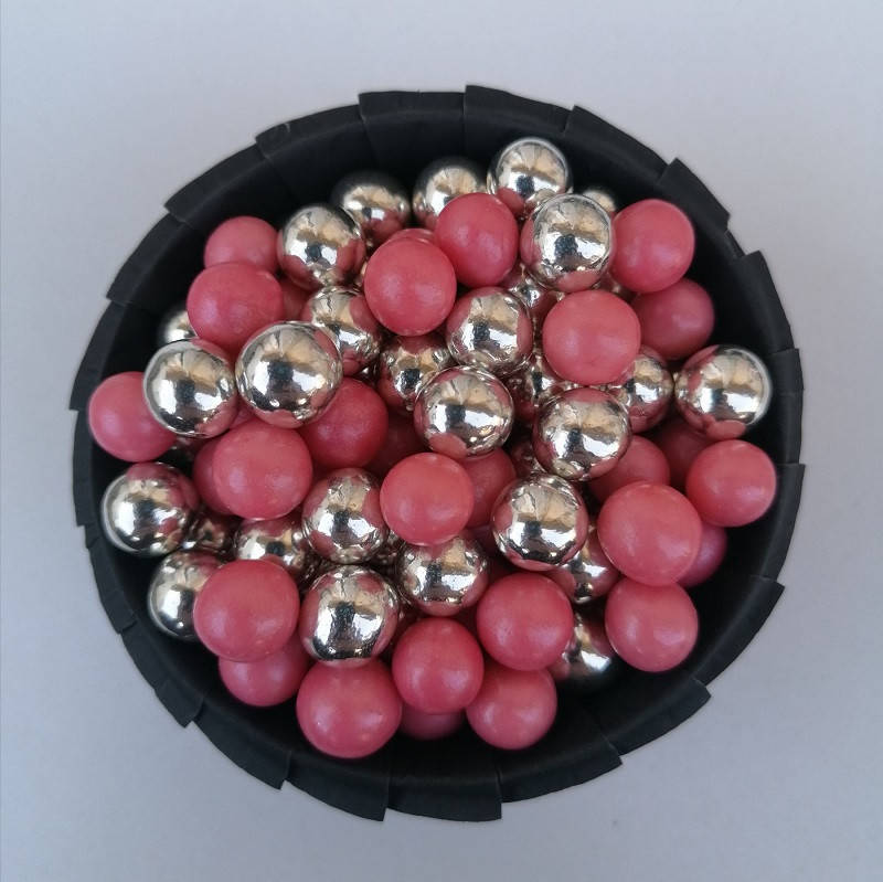 

Сахарные шарики микс розовый с серебром