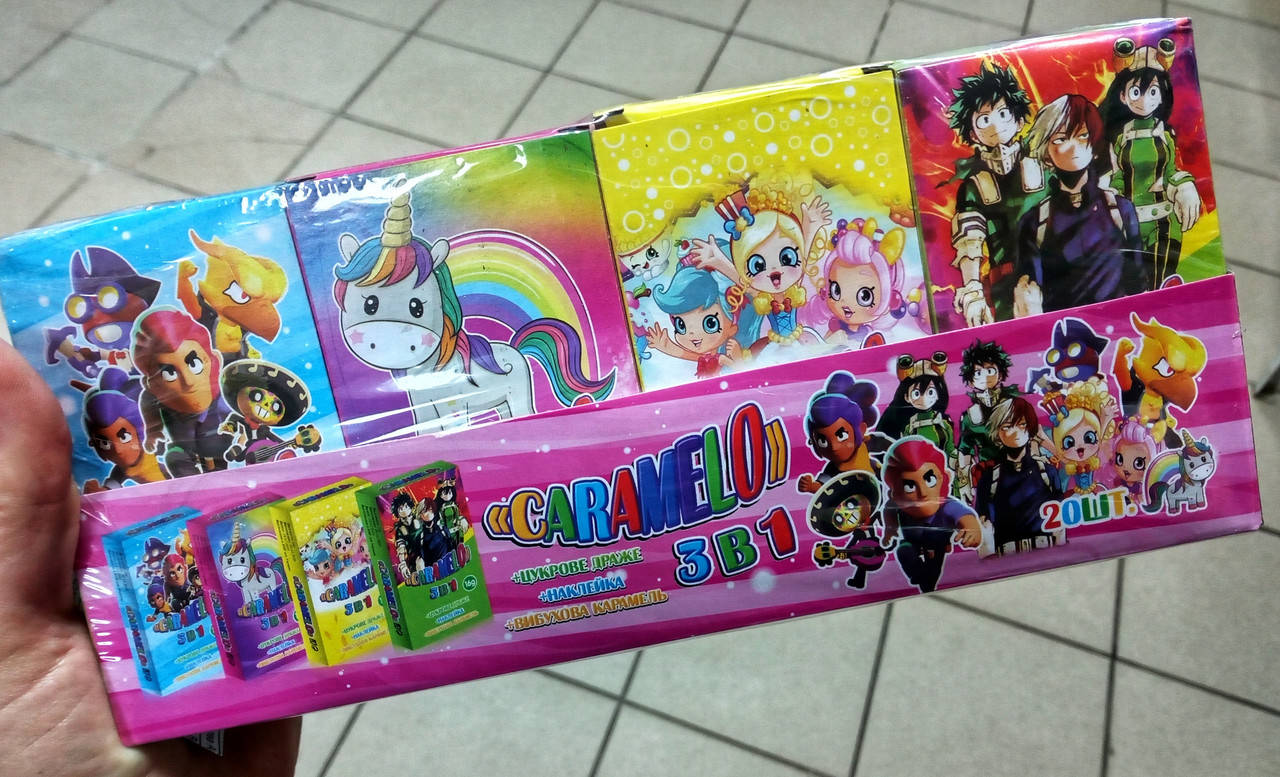 

Драже+стреляющий сахар+наклейка Caramelo