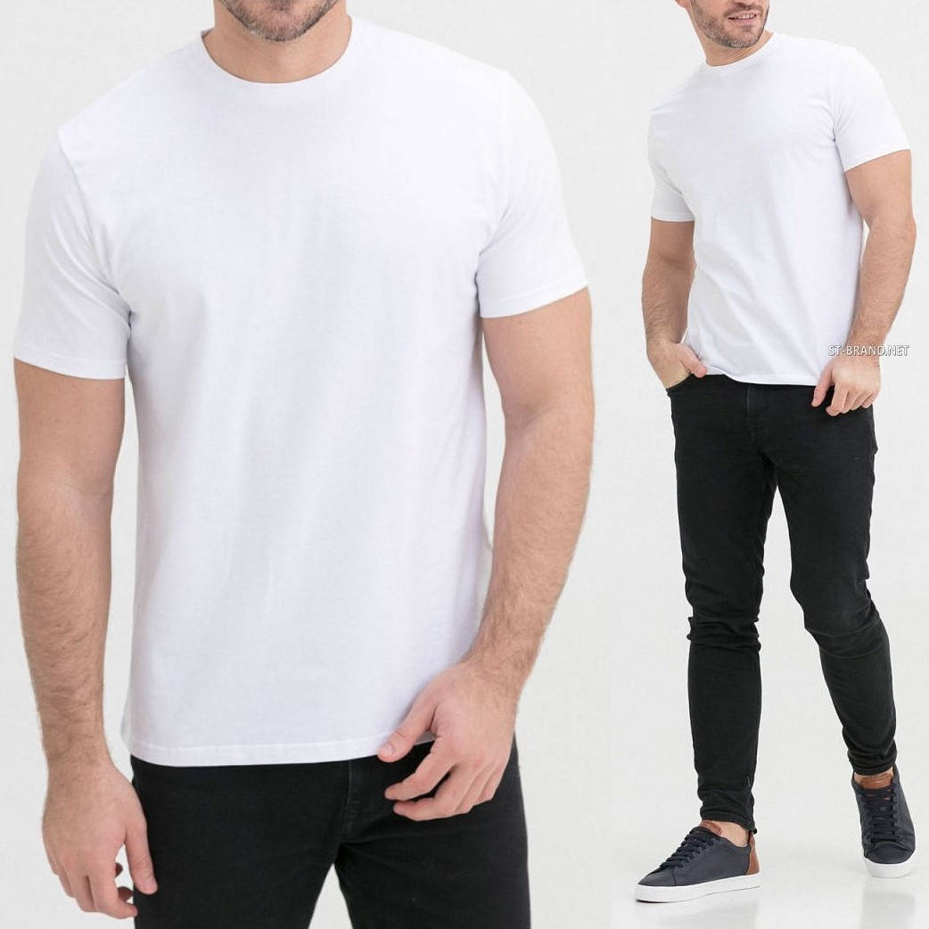 

Размеры:М, L,XL,2XL,3XL. Мужская однотонная футболка / Стрейч-коттон, SAMO Узбекистан / белая