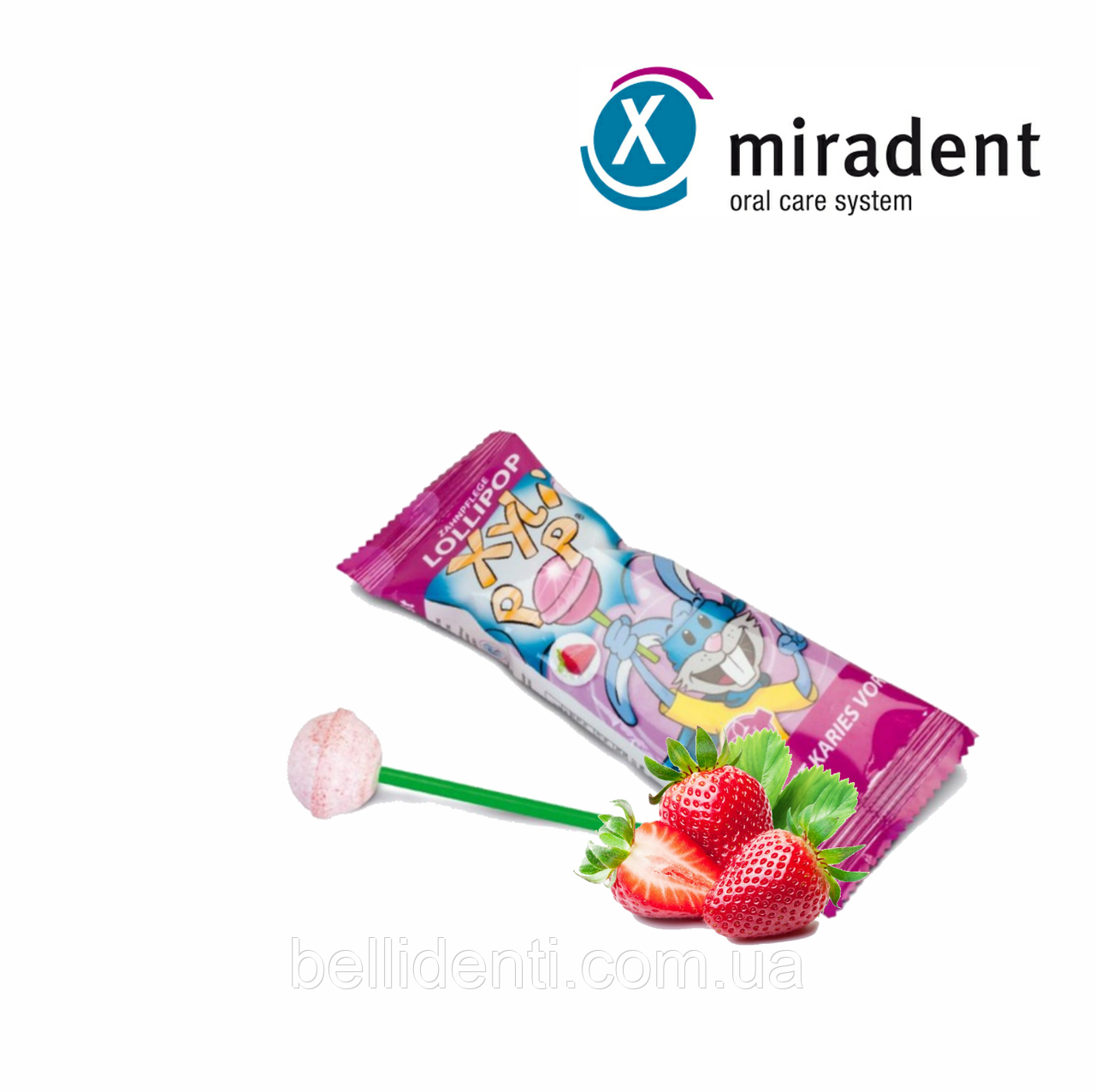 

Леденец с ксилитом miradent XyliPOP (клубника), 1 шт