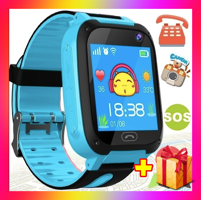 

Детские смарт часы телефон Smart Baby watch S4 с GPS синий цвет. Умные часы + 2 ПОДАРКА