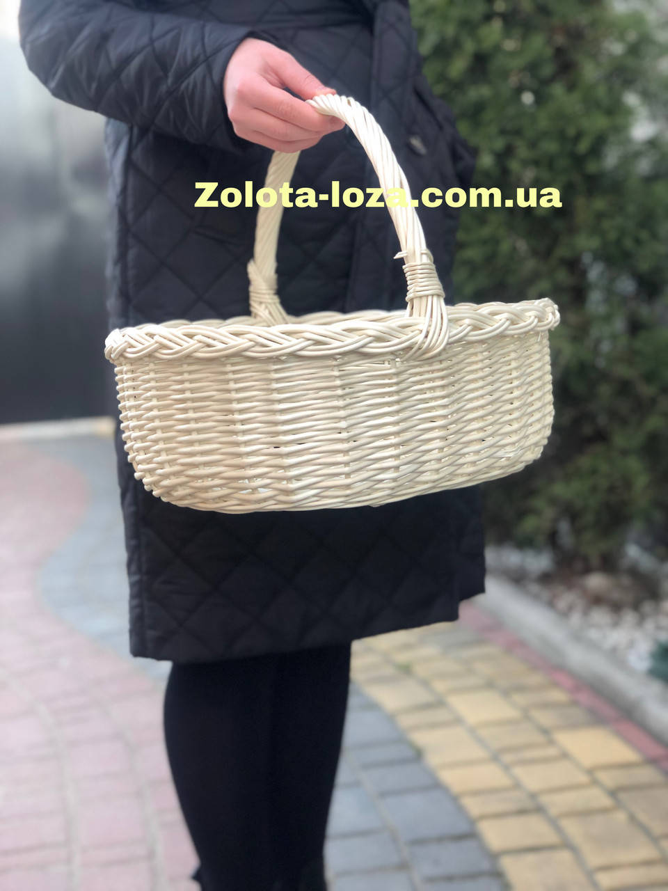 

Корзина плетёная из выбеленной лозы XL. Арт:30124