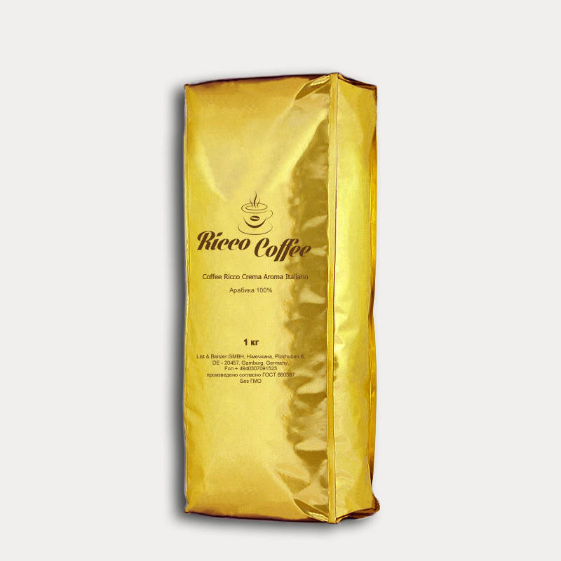 

Кофе зерновой Ricco Crema Aroma Gold 1 кг. 80% Арабики