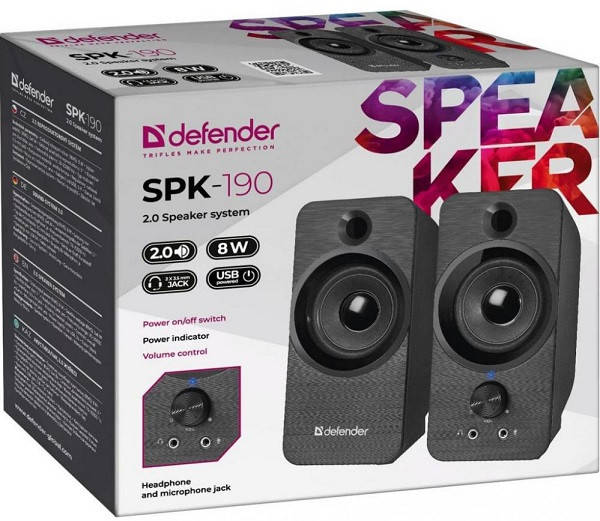 

Акустична система 2.0 DEFENDER 2.0 SPK 190 USB 8W black (код 108103)