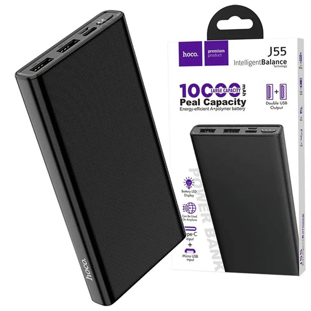 

Портативное зарядное устройство аккумулятор павербанк Power Bank J55 Neoteric 10000mAh,Черный