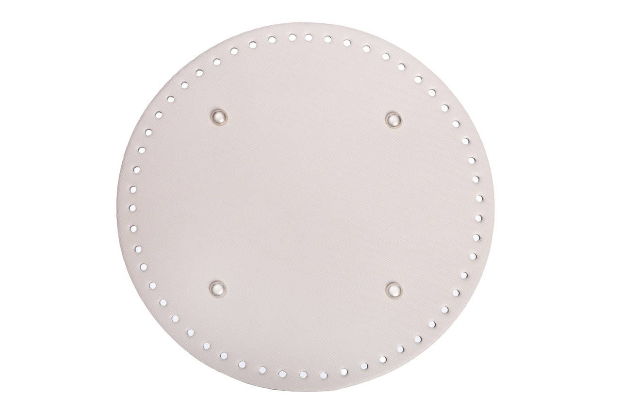 

НЕЛИКВИД Донышко круглое для сумки экокожа Молочный Ø 22 см с ножками фурнитура серебро