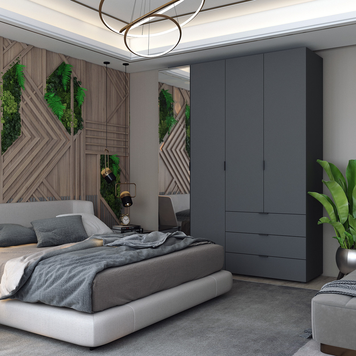 Шафа для одягу Doros Гелар Графіт 3ДСП/Дзеркало 155х49.5х203.4 (42002158) 2