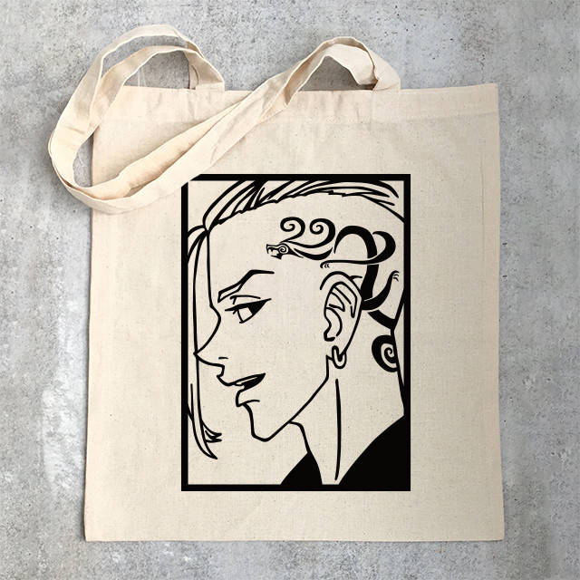 

"Дракен Кэн Рюгудзи (Токийские мстители / Tokyo revengers)" эко сумка шоппер хлопковая с рисунком, Бежевый