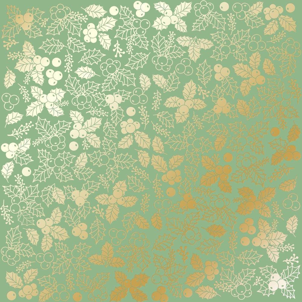 

Папір двосторонній з фольгуванням - Golden Winterberries Avocado - Fabrika Decoru - 30x30