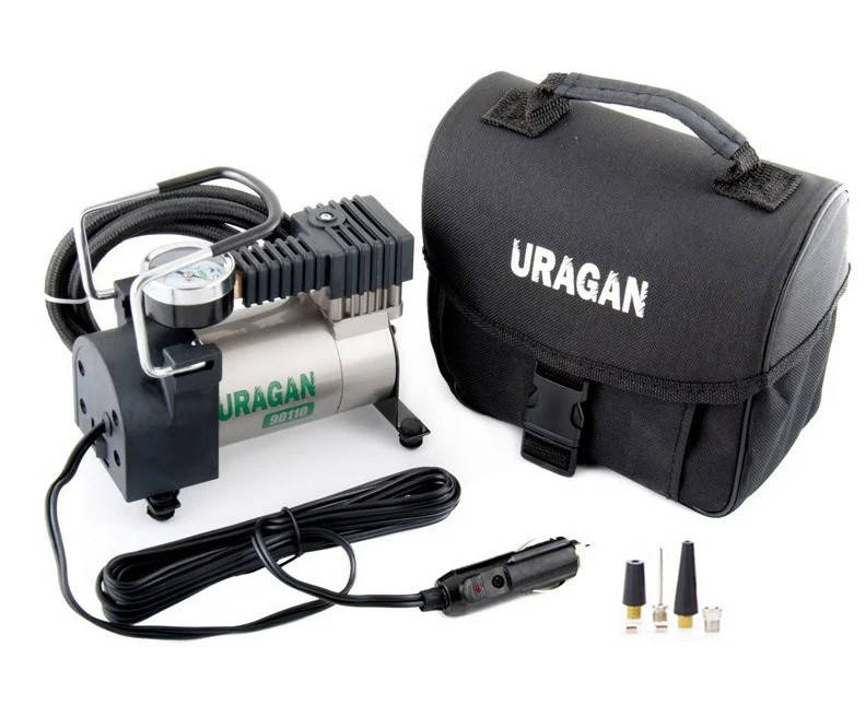 

Компрессор автомобильный "URAGAN" 12v\12А\35л.\150Вт\1 м. шланг (90110)