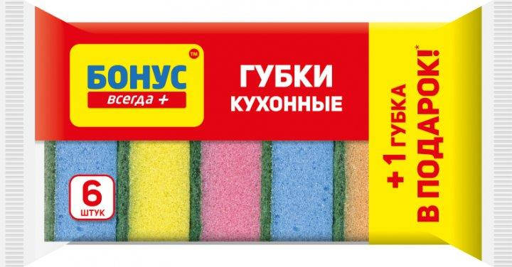 

Губка кухонная Бонус 5шт, Разные цвета
