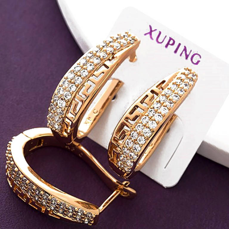 

Серьги Xuping длина 2.3см цирконий медицинское золото позолота 18К с799