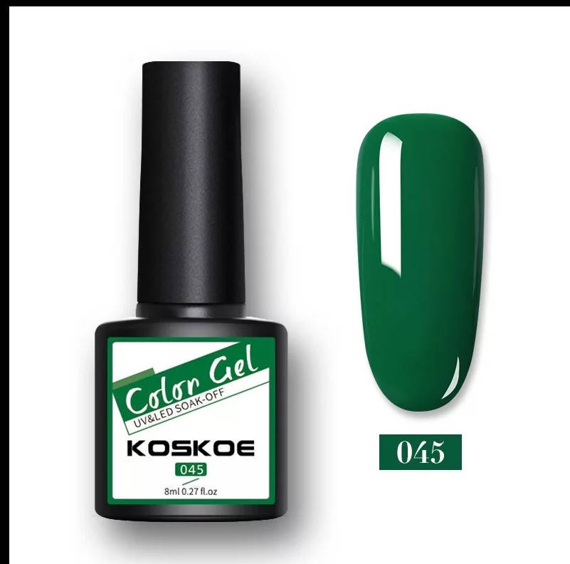 

8мл. Гель лак Color Gel Koskoe УФ UV, для маникюра, ногтей под лампу Зелёный 45