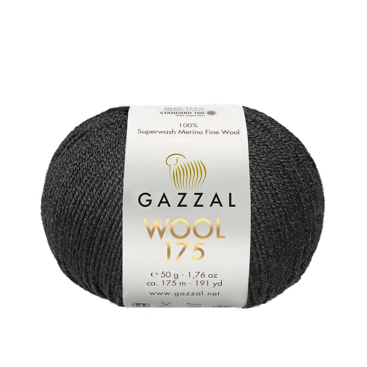 

Gazzal Wool 175 (Газзал Вул 175) № 304 черный (Пряжа мериносовая, нитки для вязания)