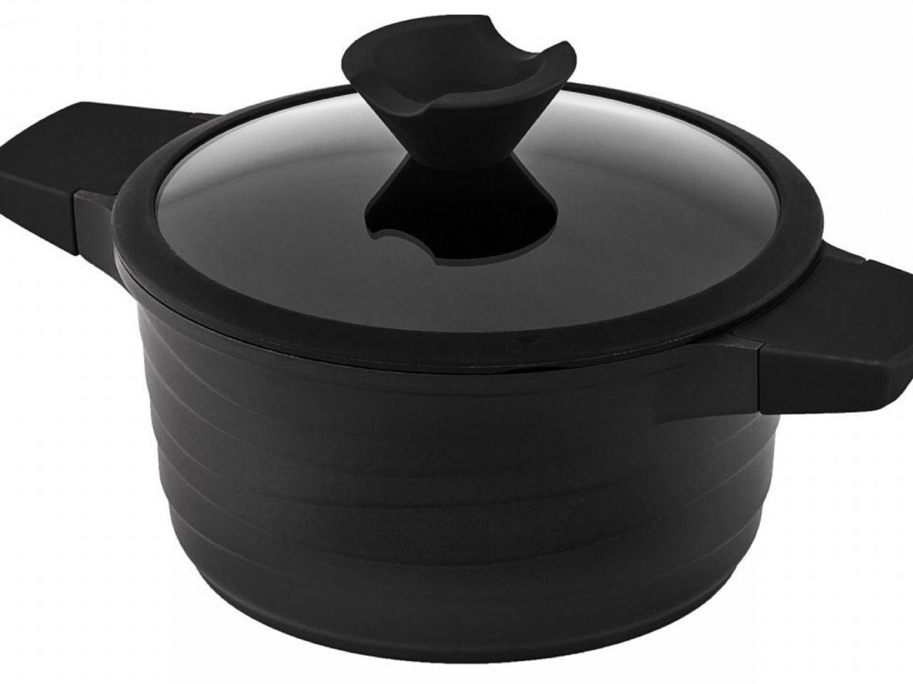 

Кастрюля Lessner Black Pro New 6.5 л, с крышкой 28 см, с силиконовым ободком, LS-55872-28, Черный