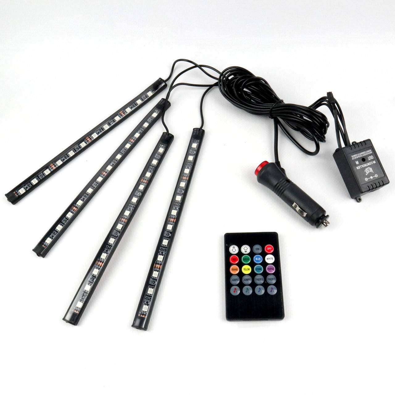 

Автомобильная подсветка от прикуривателя в такт музыки RGB LED