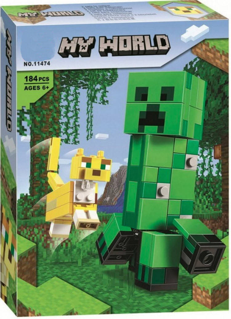 

Конструктор Майнкрафт 11474 Большие фигурки Крипер и Оцелот, 184 дет., Разные цвета
