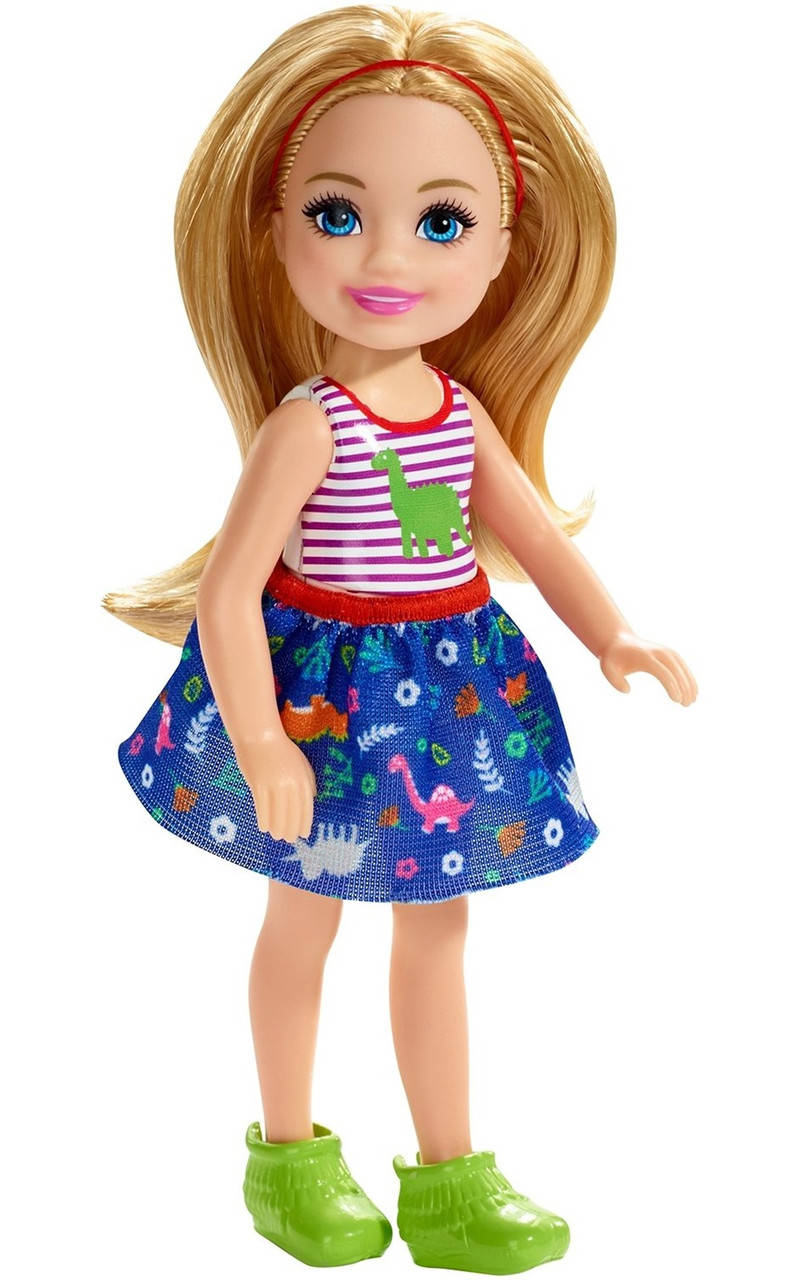 

Кукла Barbie Club Chelsea Барби Челси Блондинка в топе с динозавром FXG82