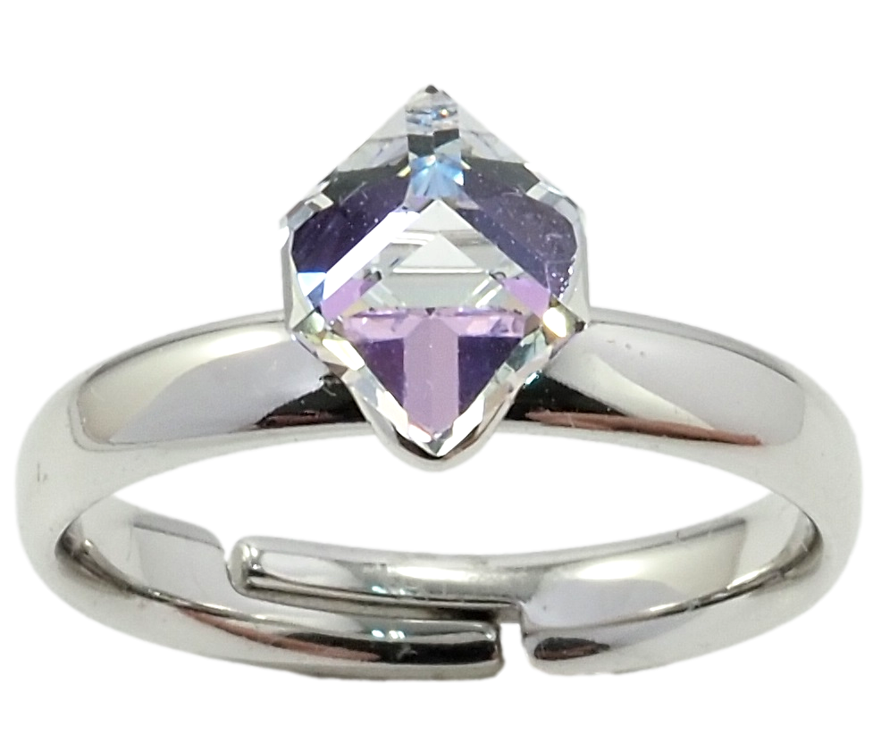 

Кольцо Xuping Родий с кр-ми Swarovski "Кристальный куб Lavender, 6х6мм" р.18-19