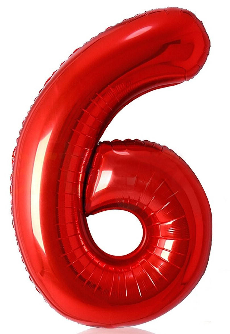 

Фольгированная цифра SLIM красная 100см "6", Золото