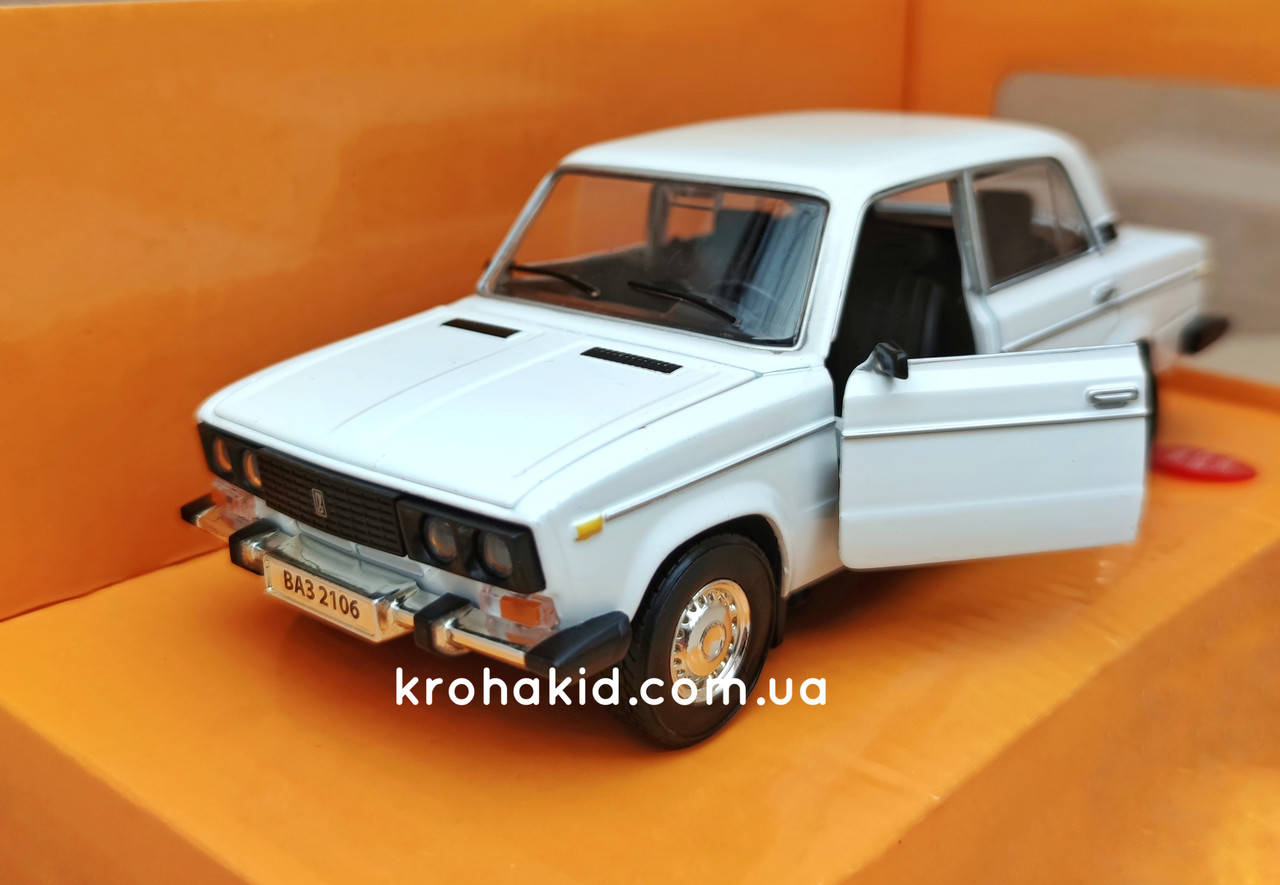 

Металлическая машинка ВАЗ-2106 "Жигули Шестерка" "АВТОПРОМ" со светом и звуком размер 18*7 см масштаб 1:22, Белый