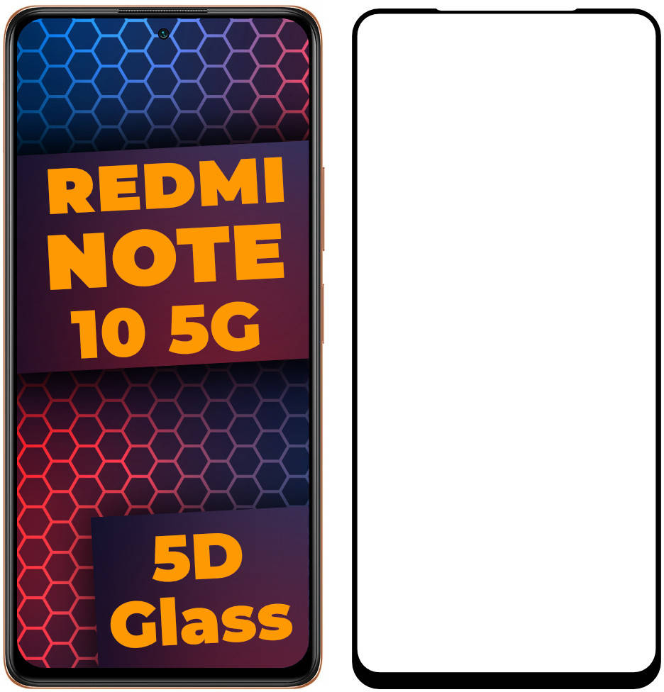 

5D стекло Xiaomi Redmi Note 10 5G (Защитное Full Glue) Black, Черный