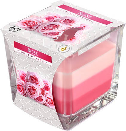 

Свеча ароматизированная роза в стекле трехцветная 1шт, Розовый