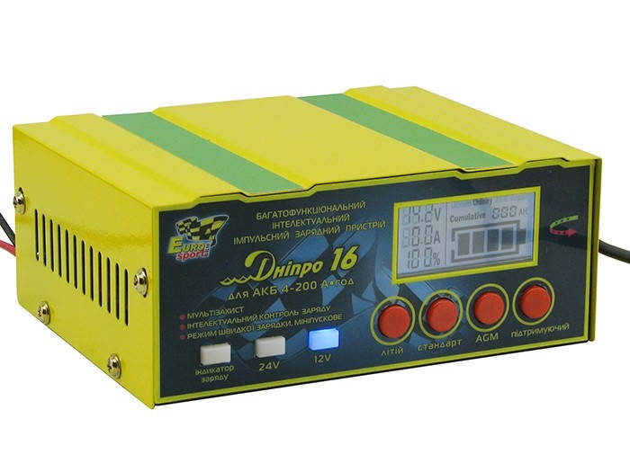 

Зарядное устройство Днепр 16 12V/24V 16A многофункциональный ЗУ мини пусковое для АКБ 4-200 А*час