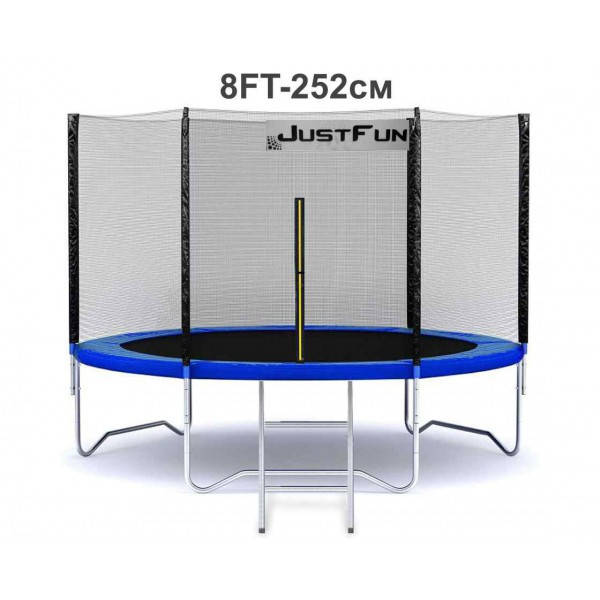 

Батут Just Fun 252см Blue зовнішня сіткa + драбинка