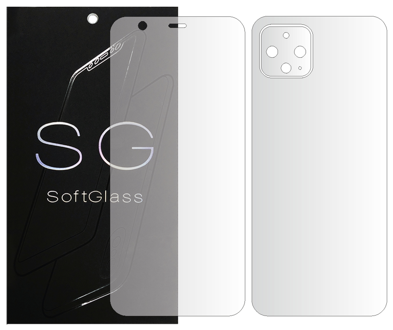 

Полиуретановая пленка Google pixel 4 Комплект: для Передней и Задней панели SoftGlass, Прозрачный