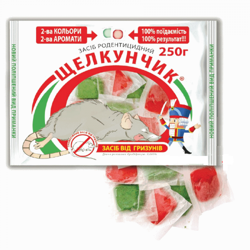 

Родентицид Щелкунчик от крыс и мышей микс 250 г Агромаг 1561