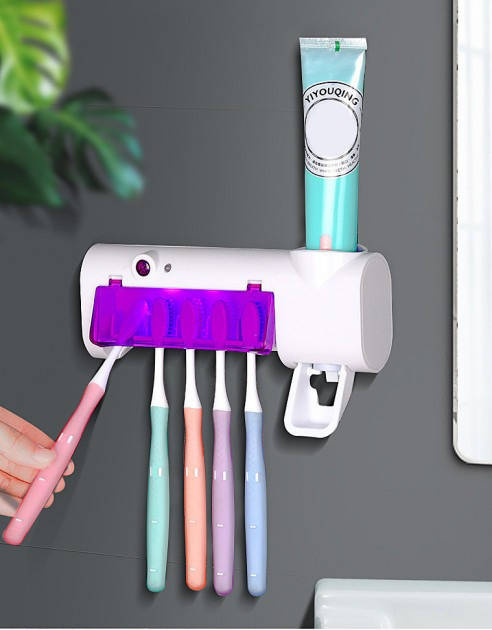 

Настенный диспенсер зубной пасты держатель стерилизатор зубных щеток Micro Clean JX008 Toothbrush UKG