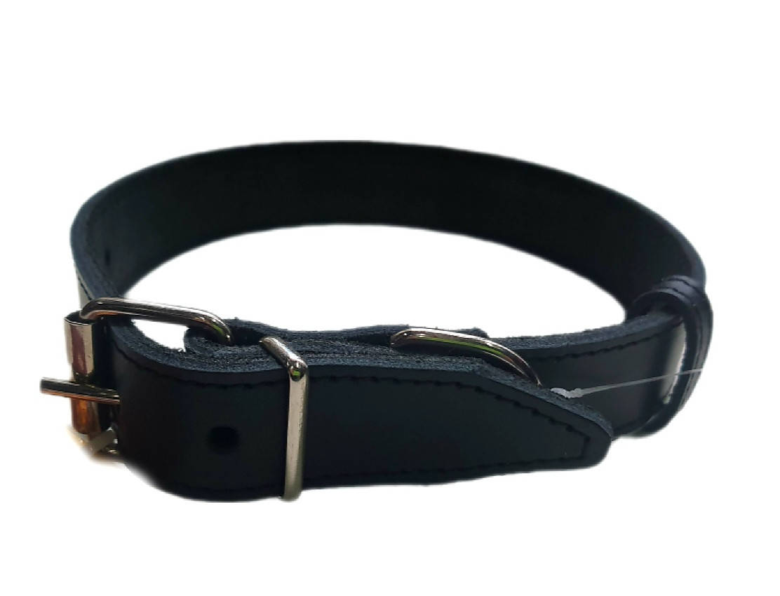 

Ошейник для собак Весна кожаный черный 2/33-41